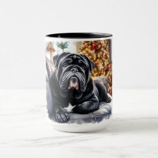 Black Seal Bulldog Christmas Coffee Mug Cup