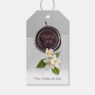 Black Seal with White Flowers Thank You Gift Tags