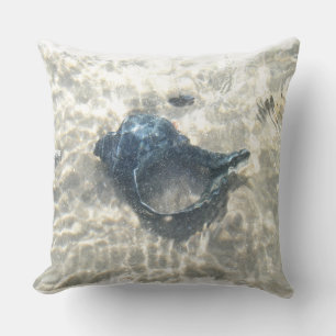 Black Seashell Throw Pillow