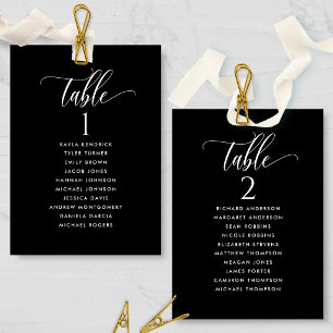 Black, Seating Plan Cards with Guest Names