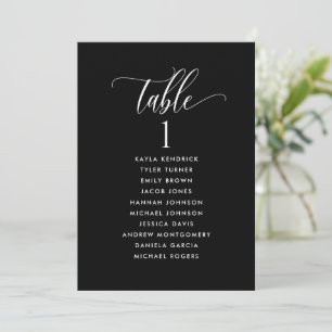 Black, Seating Plan Cards with Guest Names