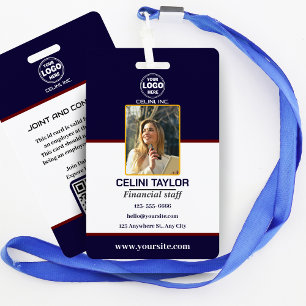 Black Security ID Badge with Photo & QR Code