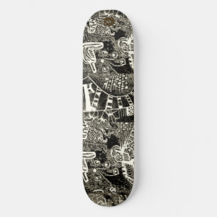 Black Sepia Abstract Skateboard