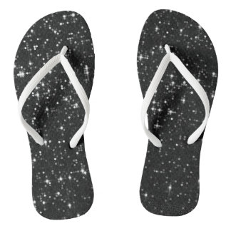 Black Sequin Effect Flip Flops