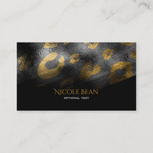 Black Shadows & Leopard Print Exotic Chic Business Card