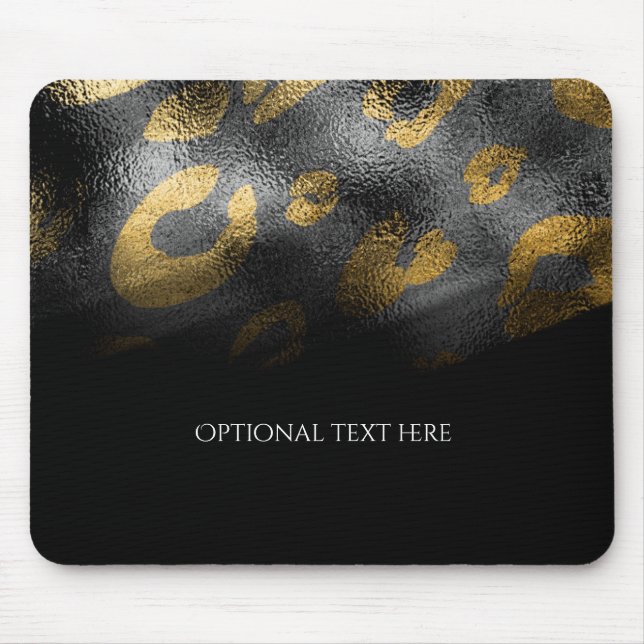 Black Shadows & Leopard Print Exotic Chic Mouse Pad (Front)