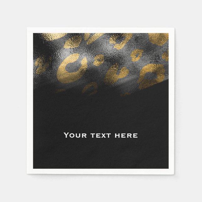 Black Shadows & Leopard Print Exotic Party Napkin (Front)