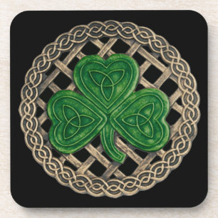 Black Shamrock And Celtic Knots Coasters