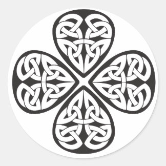black shamrock celtic knot classic round sticker