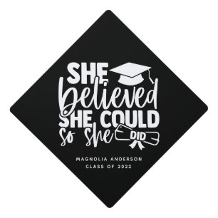 Black She Believed She Could Name Graduation  Graduation Cap Topper