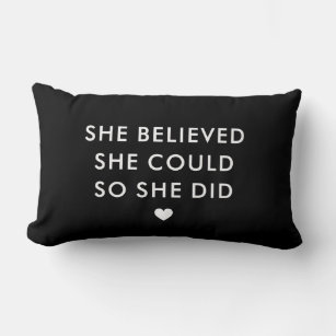 Black She Believed She Could So She Did Lumbar Pillow