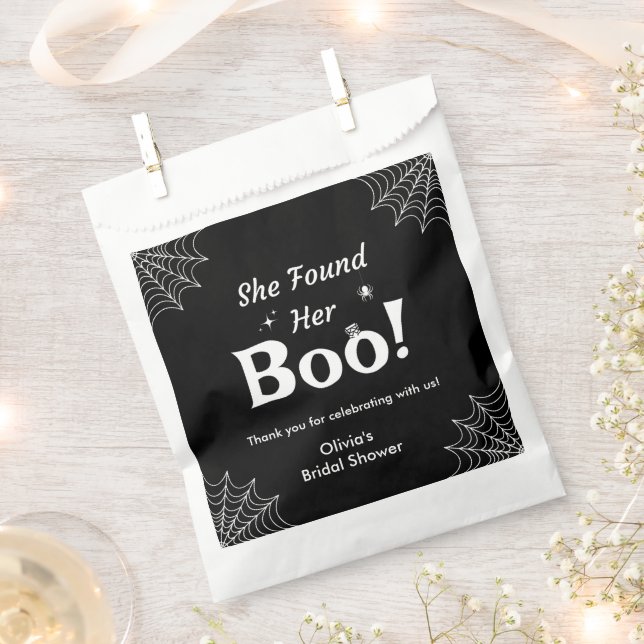 Black She Found Her Boo Halloween Bridal Shower  Favour Bag (Clipped)