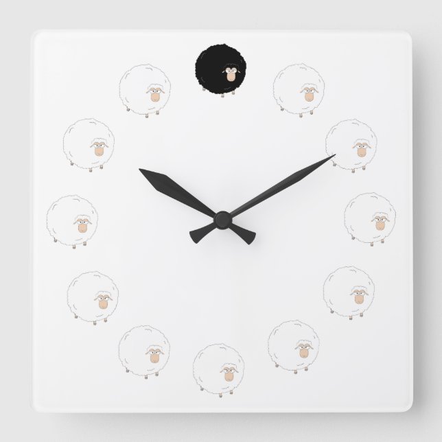 Black sheep clock with TRANSPARENT background (Front)