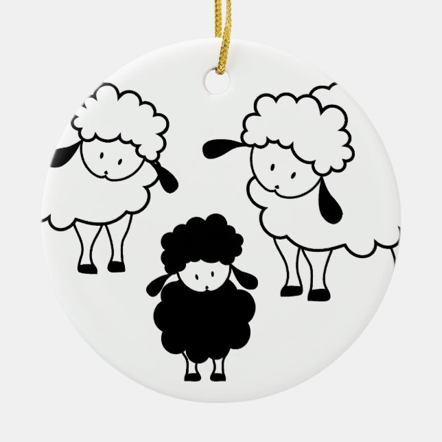 Black sheep family ceramic ornament (Front)