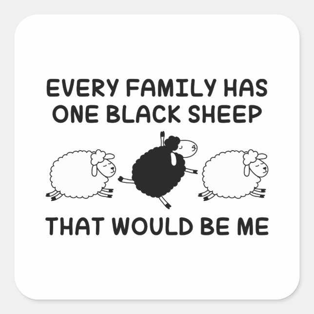 Black Sheep Family Square Sticker (Front)