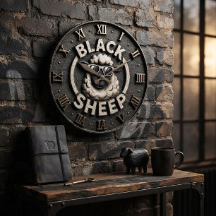 Black Sheep Funny Cool Farmhouse Sheep Decor Large Clock