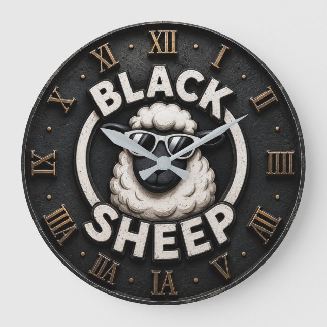 Black Sheep Funny Cool Farmhouse Sheep Decor Large Clock (Front)