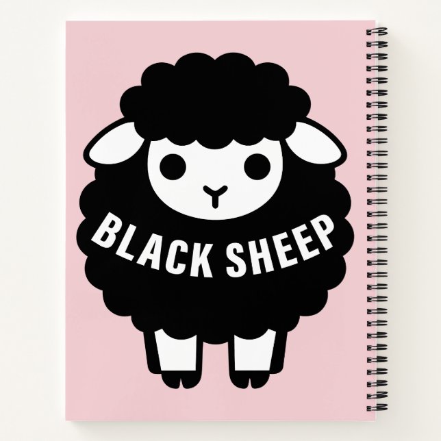 Black Sheep Pink Script Never Follows The Flock Notebook (Back)