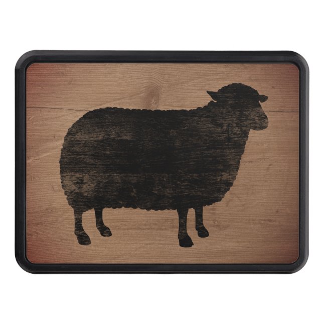 Black Sheep Silhouette Rustic Style Trailer Hitch Cover (Front)