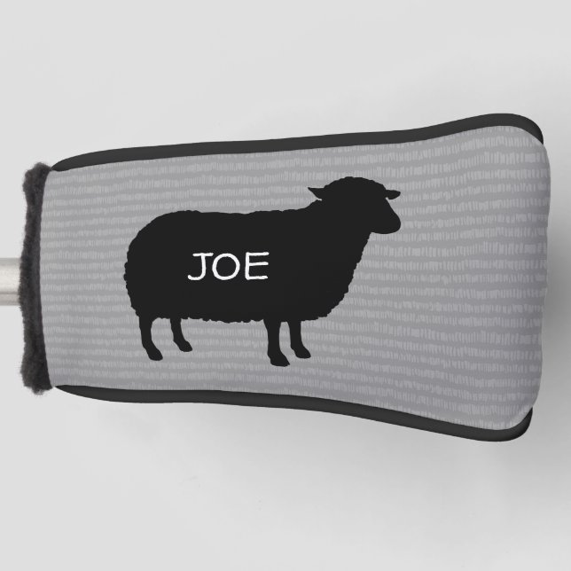 Black Sheep Silhouette with Custom Name Golf Head Cover (Front)