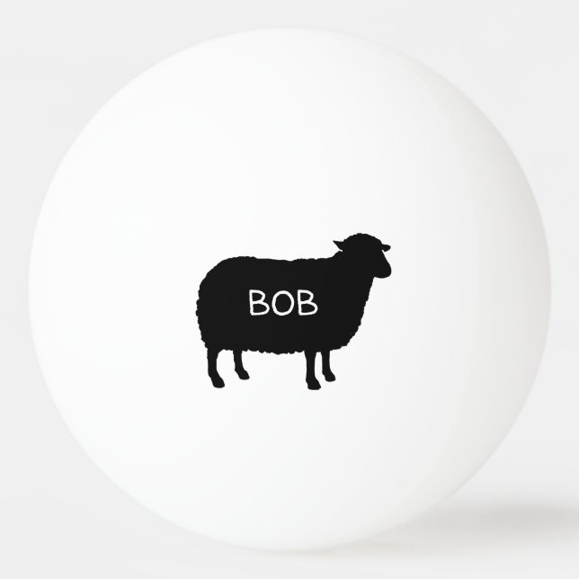 Black Sheep Silhouette with Custom Text Ping Pong Ball (Front)