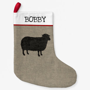 Black Sheep Silhouette with Custom Text Small Christmas Stocking