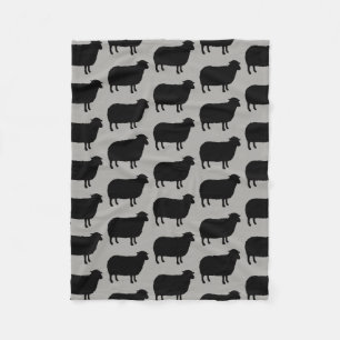 Black Sheep Silhouettes Pattern Fleece Blanket