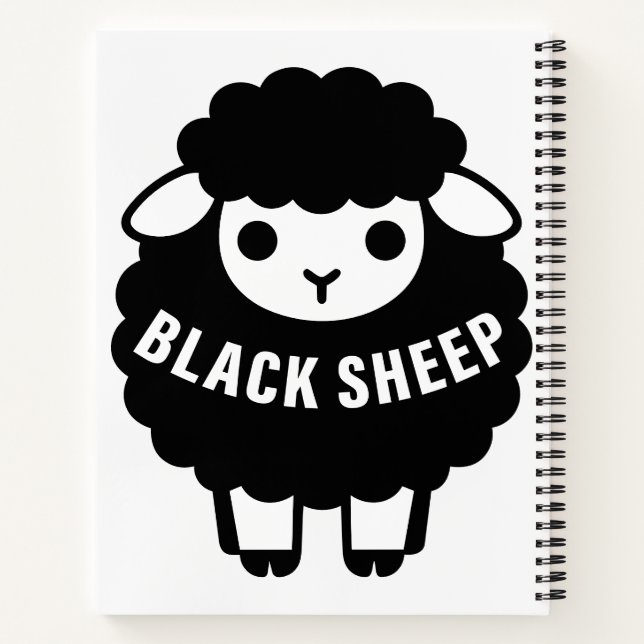 Black Sheep White Never Follows Flock Funny Notebook (Back)