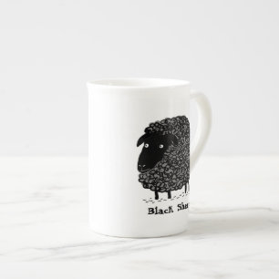 Black Sheep with Custom Text Bone China Mug