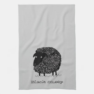 Black Sheep with Custom Text Kitchen Towel