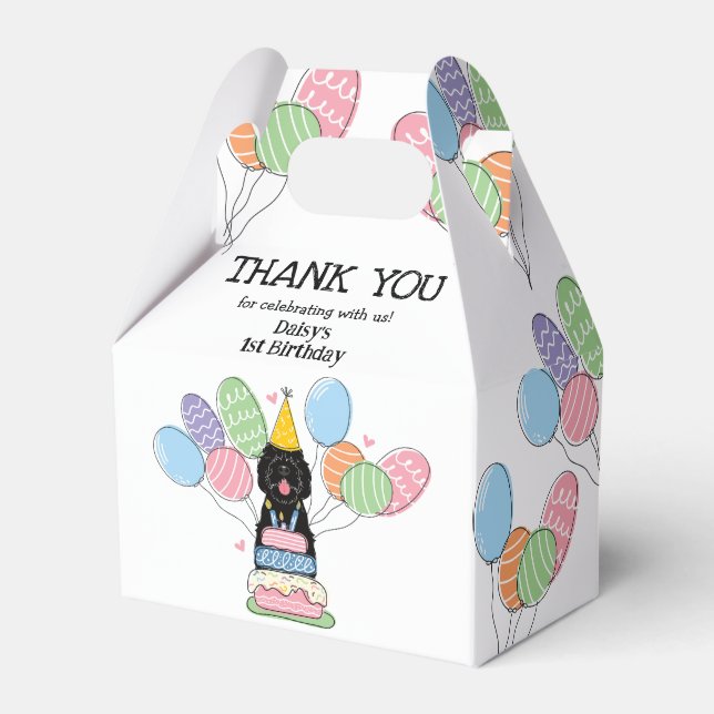 Black Sheepadoodle Birthday Thank You Favor Box (Front Side)