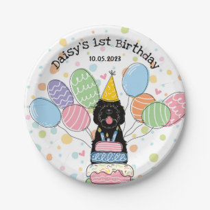 Black Sheepadoodle Dog Birthday  Paper Plate