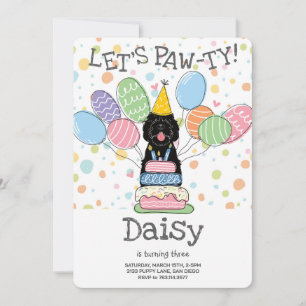 Black Sheepadoodle Dog Birthday Party Invitation