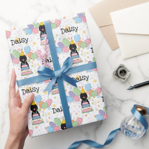 Black Sheepadoodle Dog Birthday Wrapping Paper