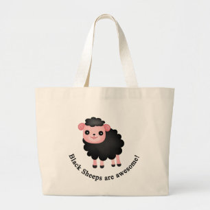 Black sheeps are awesome large tote bag