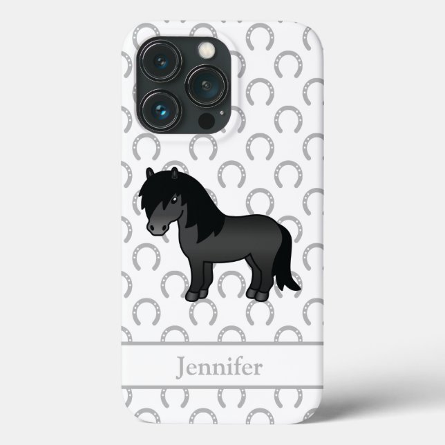 Black Shetland Pony Cute Cartoon Illustration Case-Mate iPhone Case (Back)