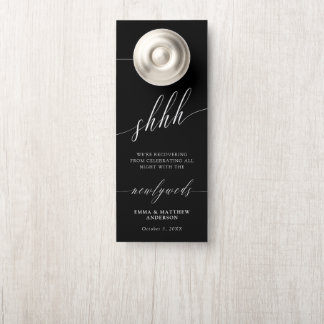 Black Shhh Calligraphy Do Not Disturb Wedding Door Hanger
