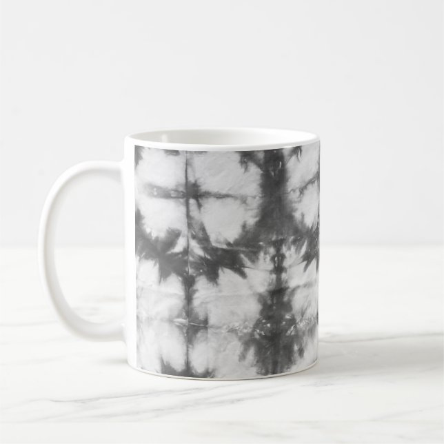 Black Shibori Motif Tie Dye Art Café Mug (Gauche)