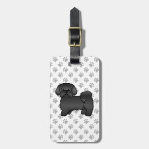 Black Shih Tzu Cute Cartoon Dog & Custom Text Luggage Tag