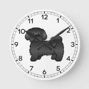 Black Shih Tzu Cute Cartoon Dog Illustration Round Clock