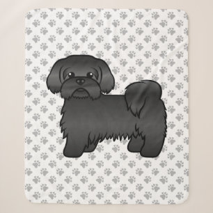 Black Shih Tzu Cute Cartoon Dog Illustration Sherpa Blanket