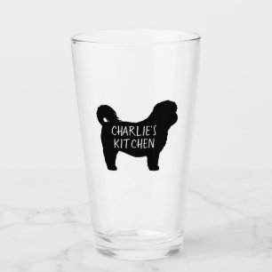Black Shih Tzu Dog Silhouette Personalized Glass