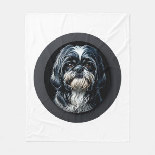 black shih tzu fleece blanket