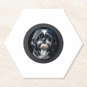 black shih tzu paper coaster