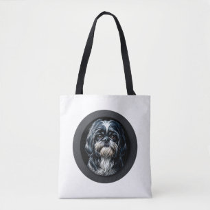 black shih tzu tote bag