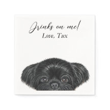 Black Shih Tzu Wedding Cocktail Napkin
