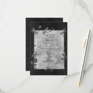Black Shiny Elegant Sparkly Frame RSVP Card