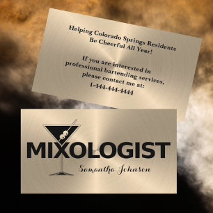 Black & Shiny Gold Event Bartender Business Card