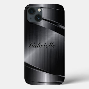 Black Shiny Metallic Print Design iPhone 13 Case