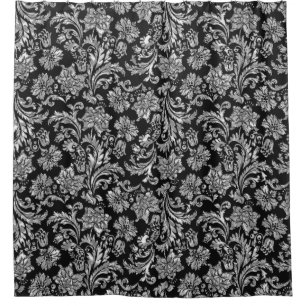 Black & Shiny Silver Vintage Floral Damasks
